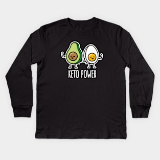 Keto Power Egg Avocado Ketogenic Ketosis low carb Kids Long Sleeve T-Shirt